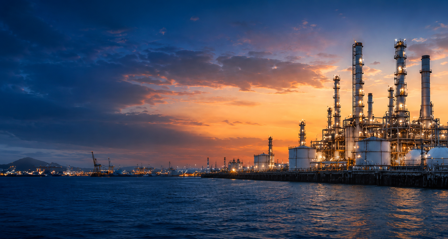 Crude oil storage tanks and energy trading operations